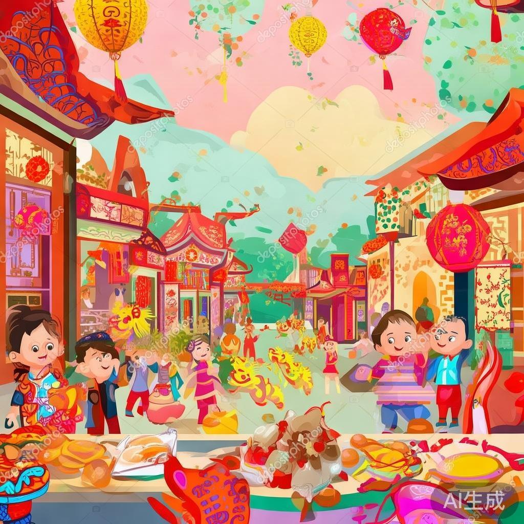 卡通暖春过年图片