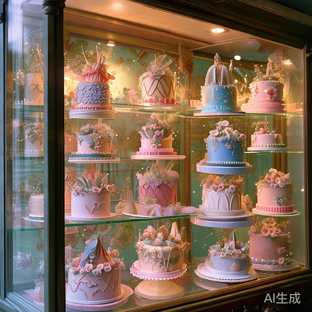 童话蛋糕展示柜唯美图片