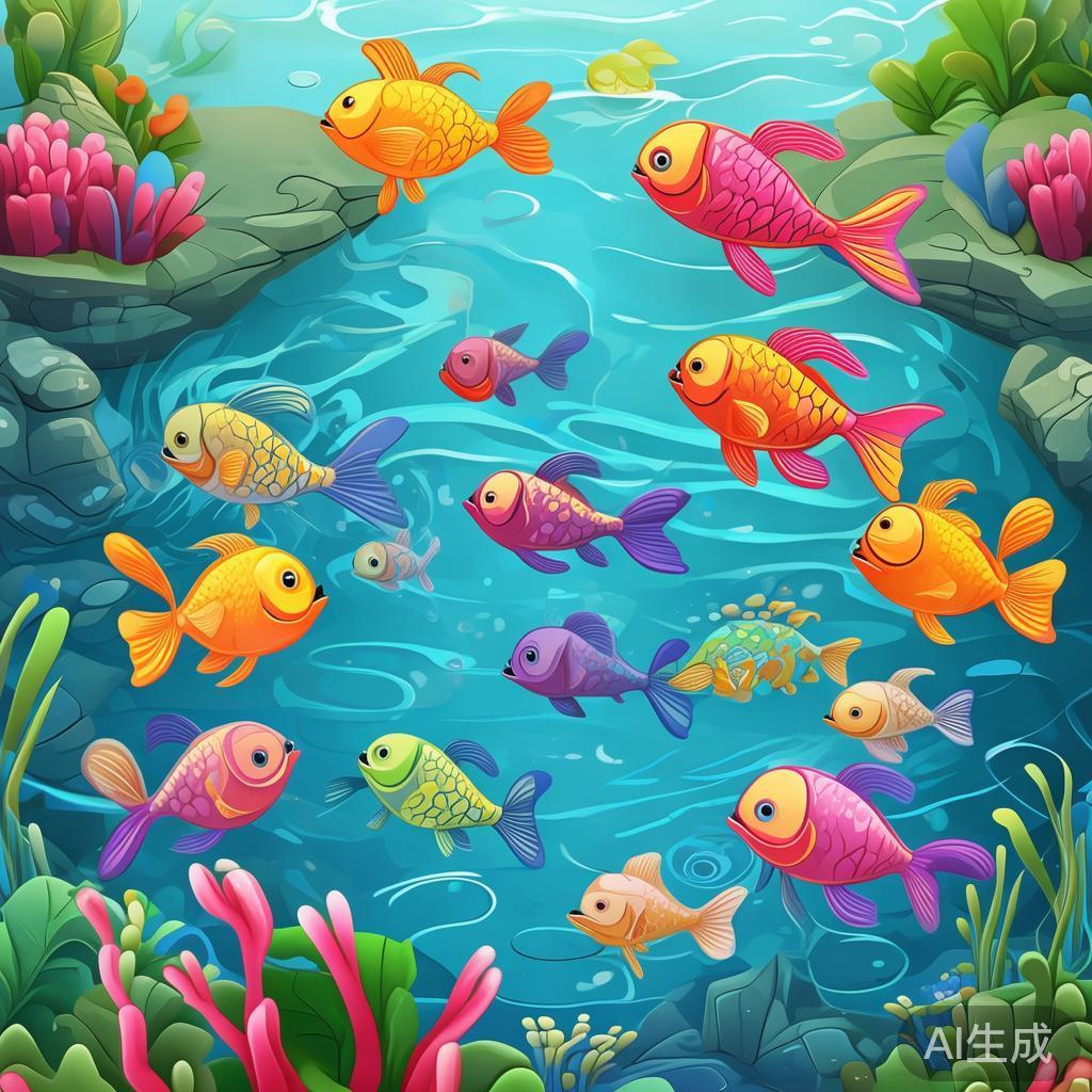 卡通小鱼儿童画图片