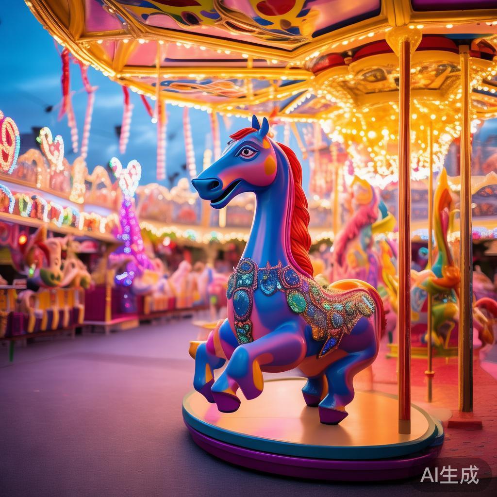 游乐场卡通图片：空转木马