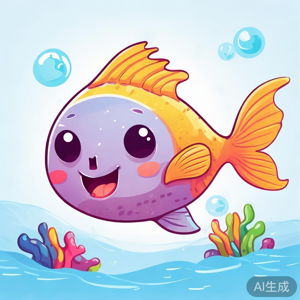 萌系动漫鱼简笔画图片