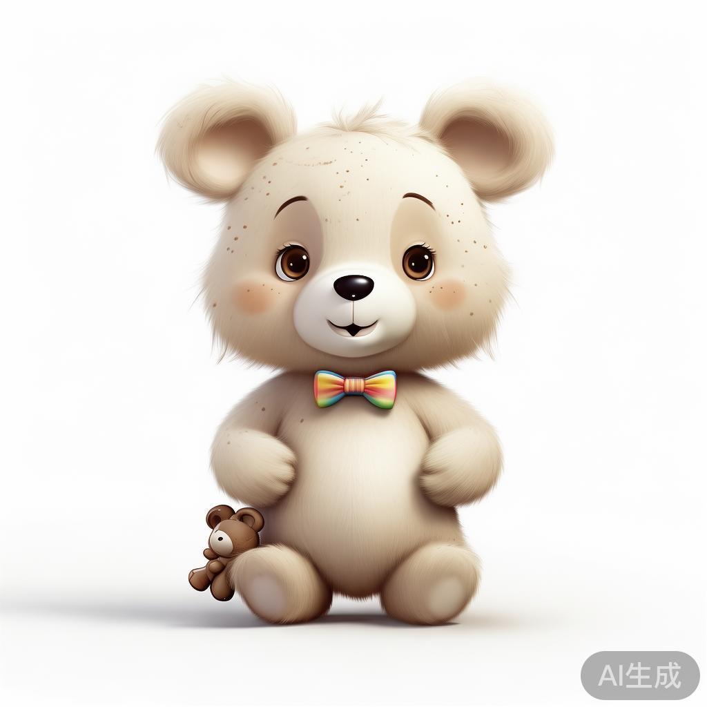 白色背景图片：落单的卡通小熊