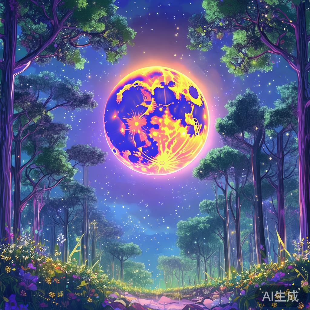 动漫风绮丽月亮图片