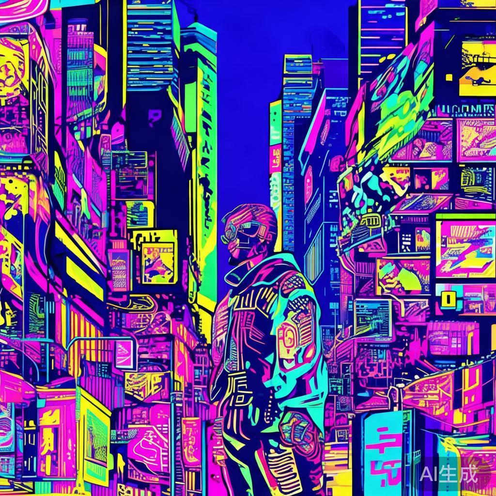 卡通赛博朋克简历背景图片