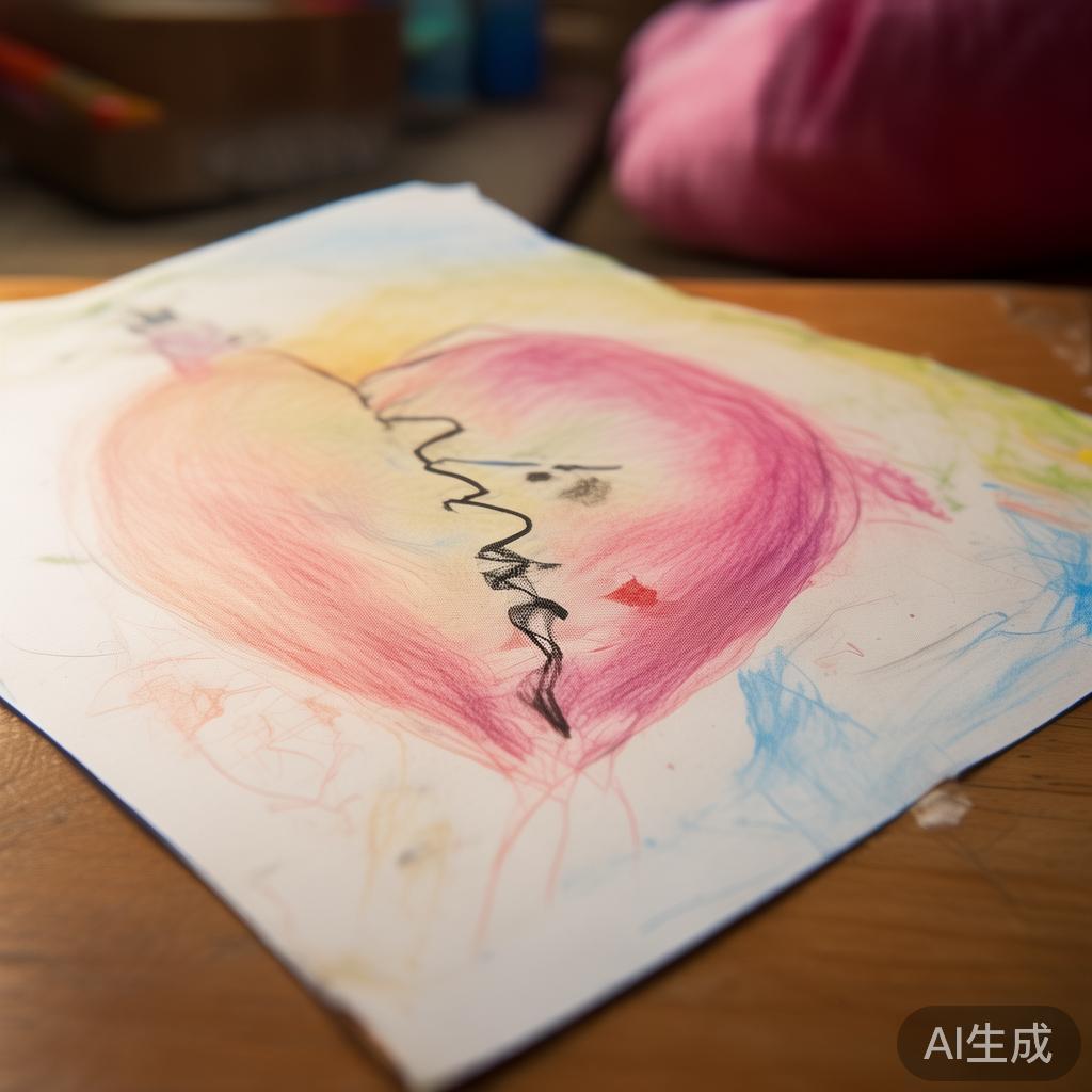 幼儿蜡笔伤感图片：褪色的童真涂鸦