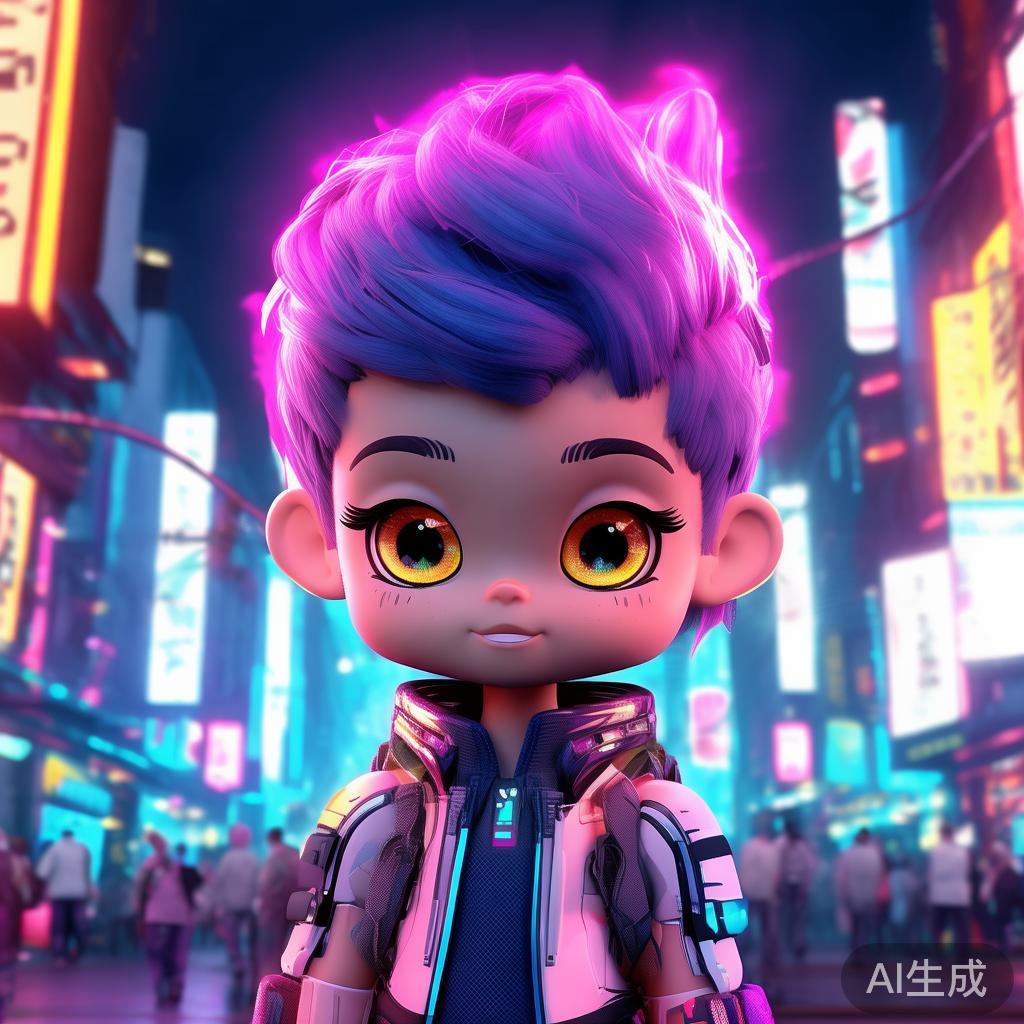 卡通赛博萌图：甜酷背景图片