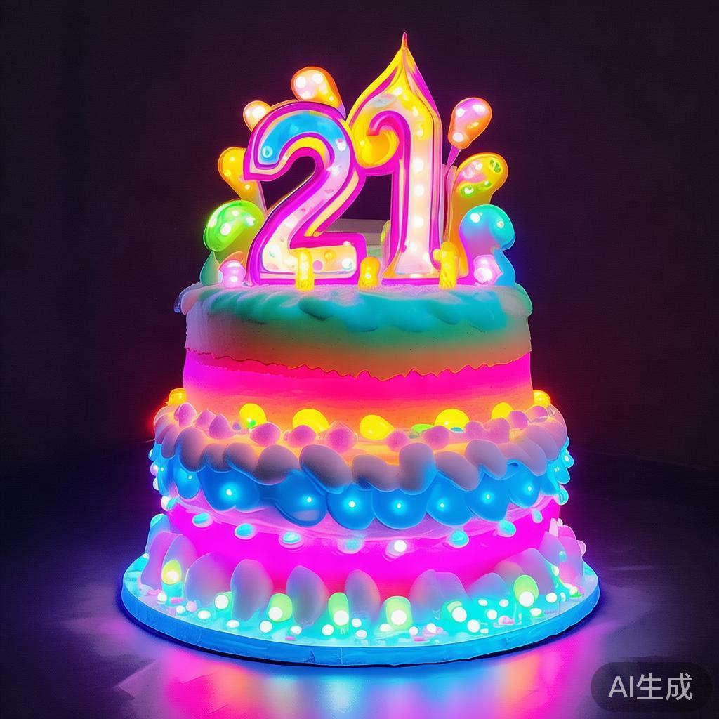 霓虹卡通生日蛋糕图片大全