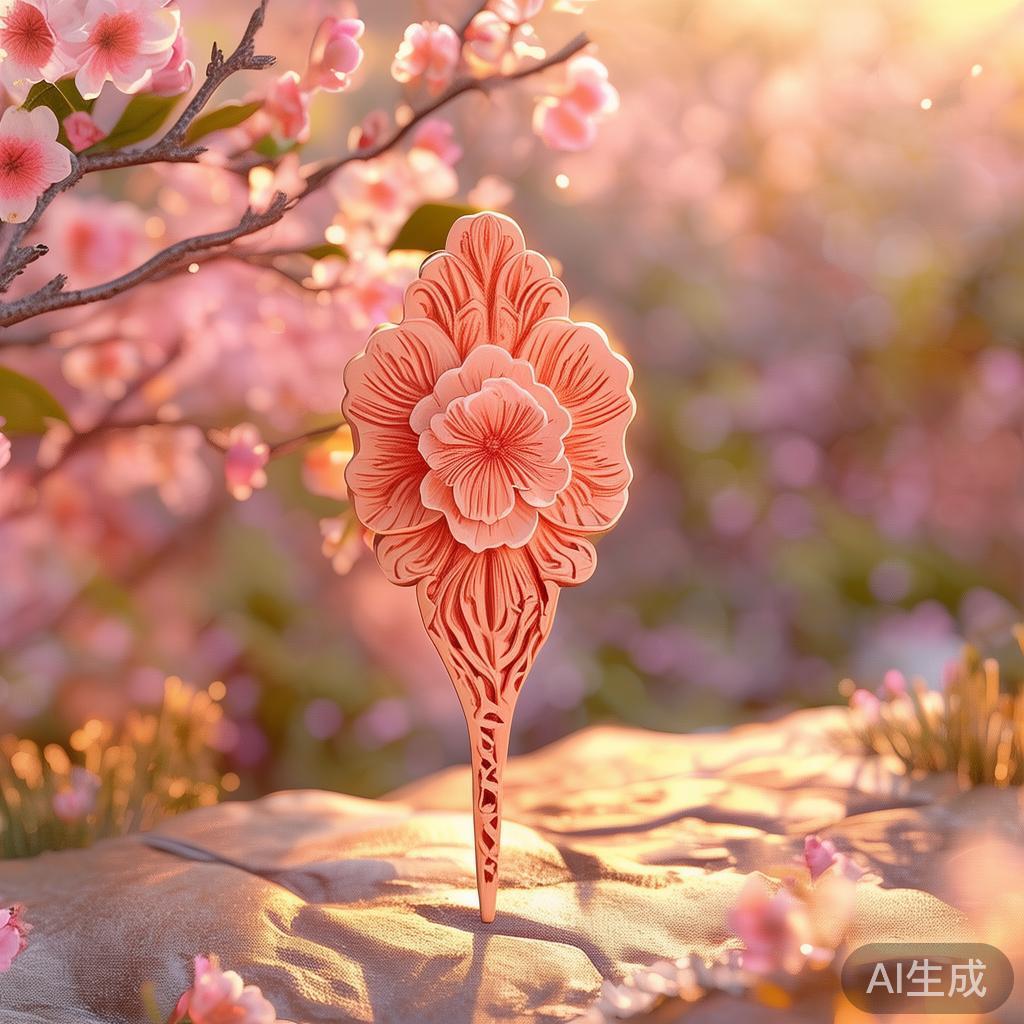 桃木发簪手绘图片·卡通唯美
