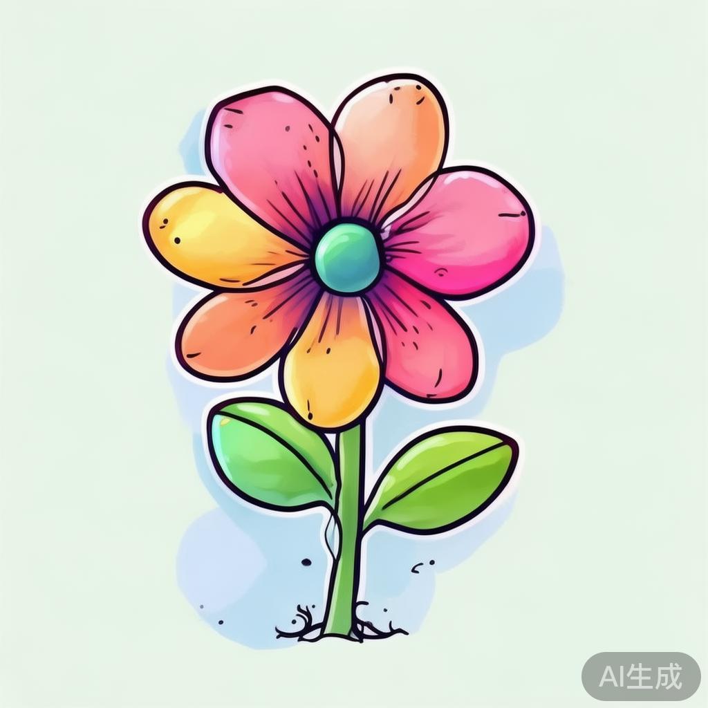 萌系动漫简笔画花图片