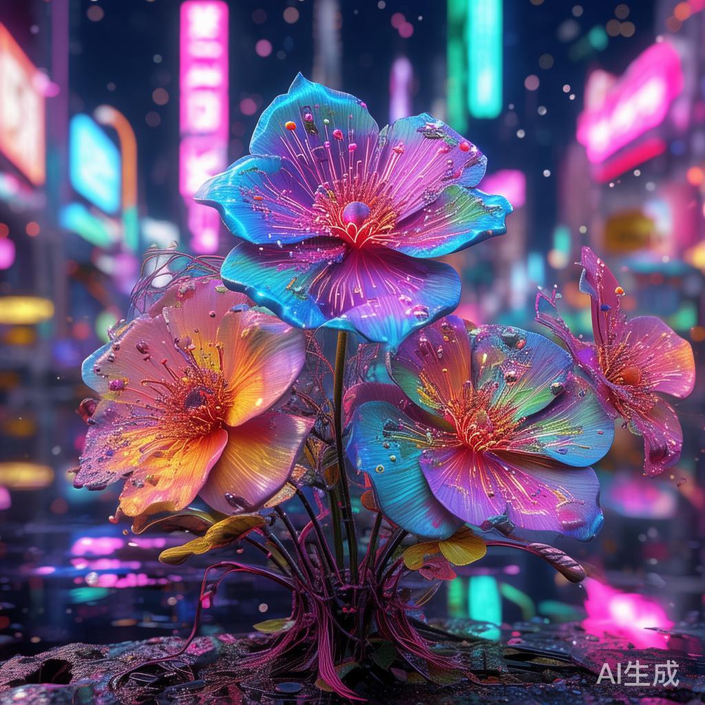 简花霓虹图鉴：赛博花朵图片大全