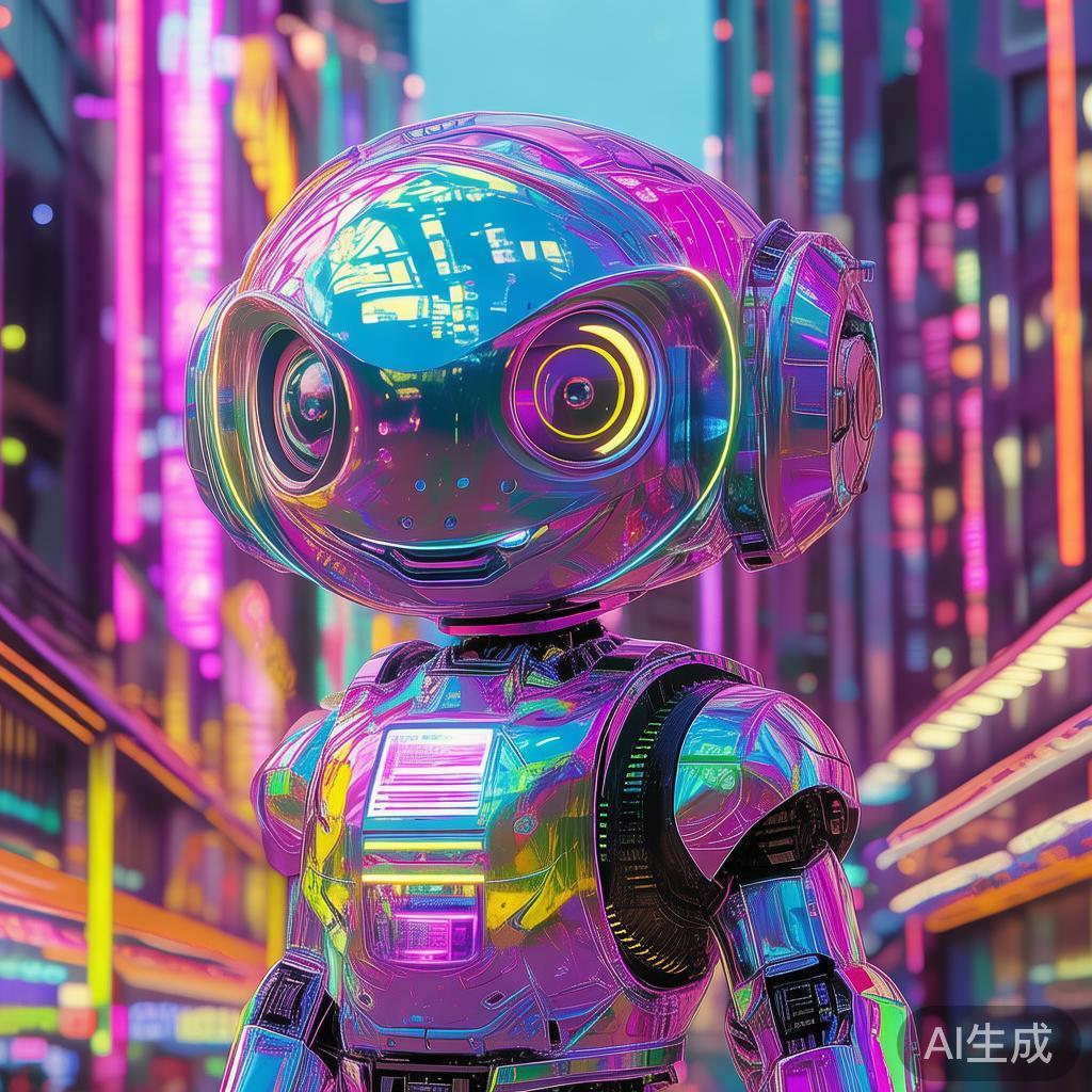 可爱动漫图片：赛博霓虹萌系机甲图