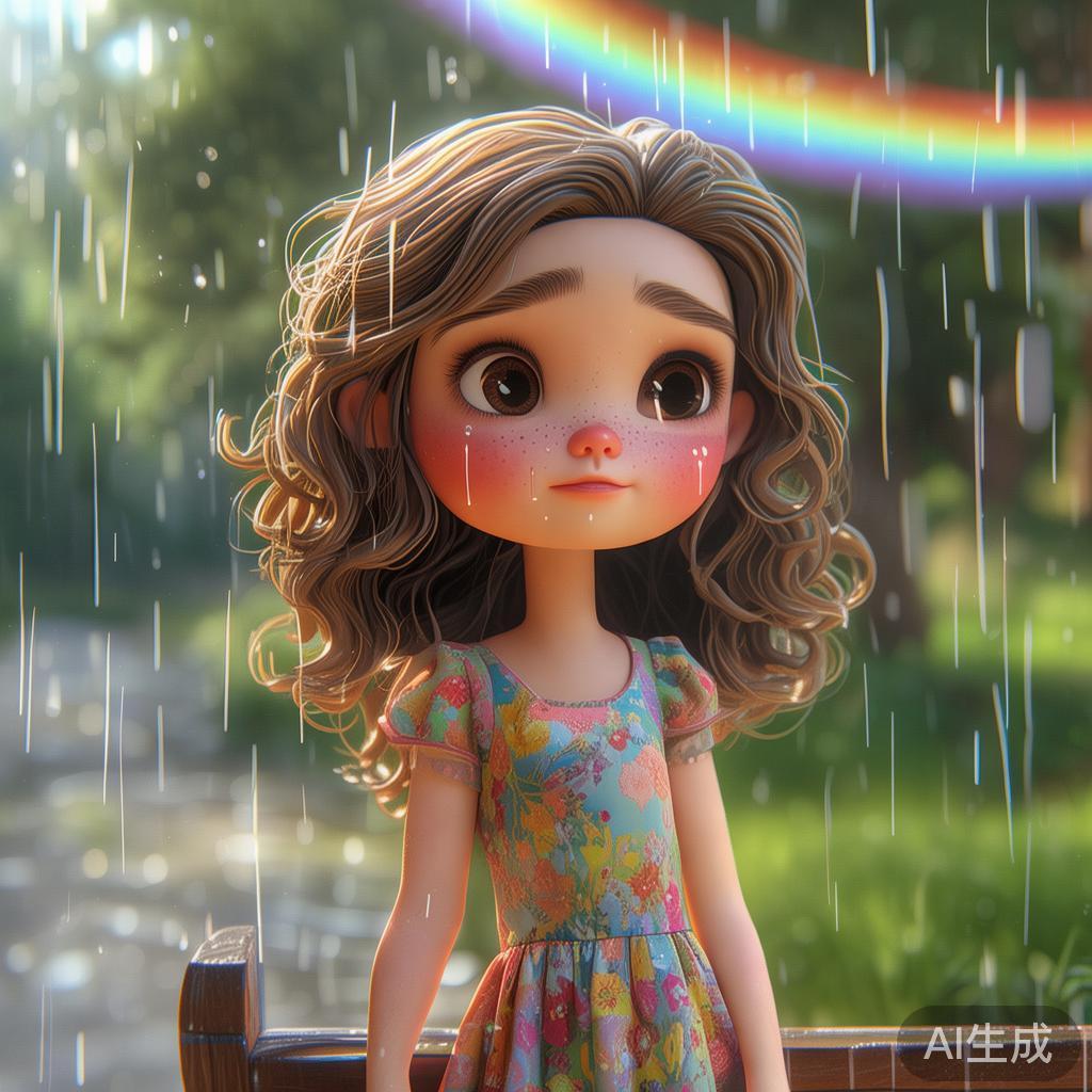 卡通图片可爱女孩雨中流泪图片