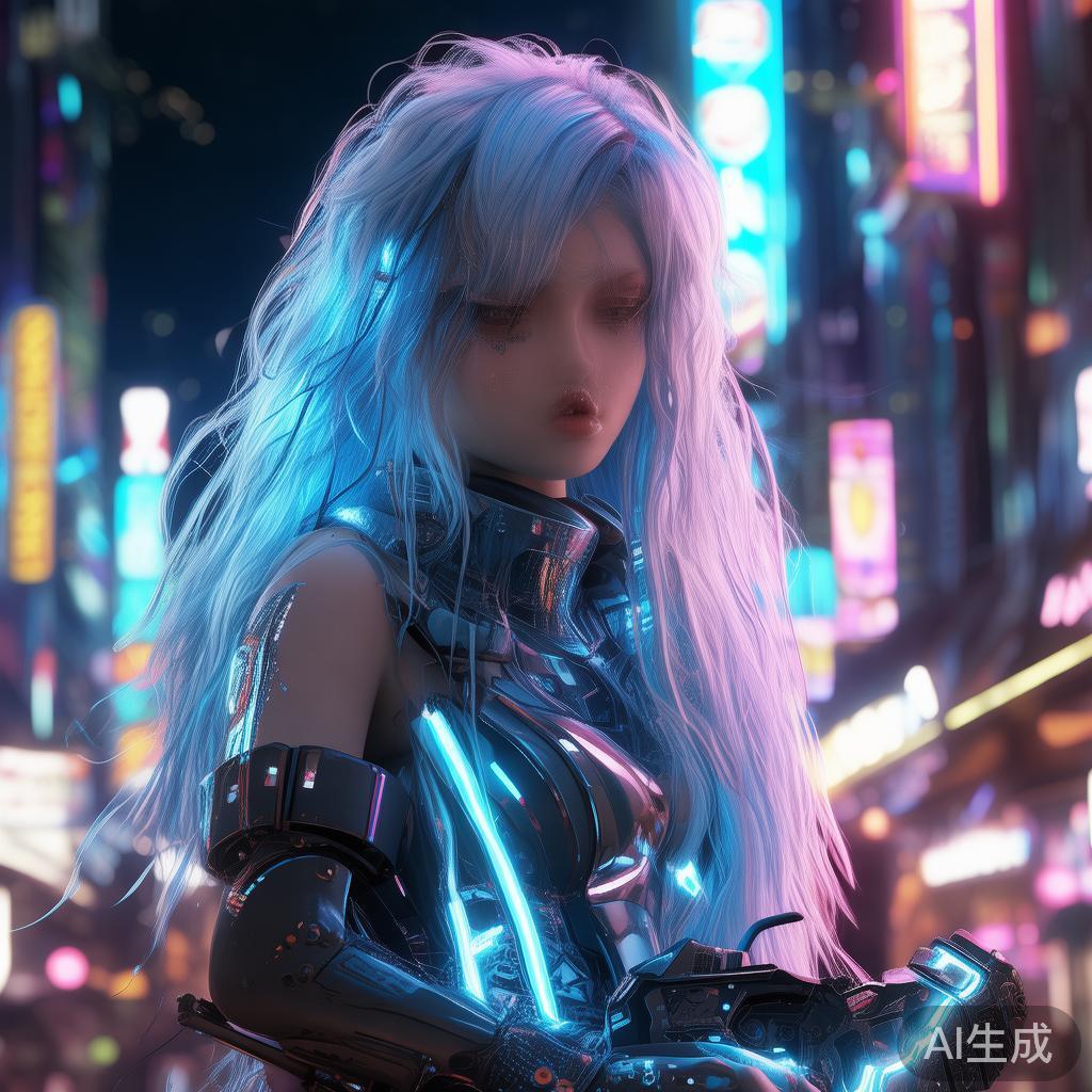 霓虹赛博美少女图片