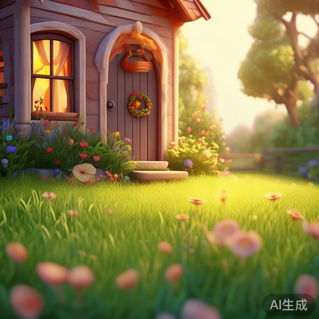 卡通背景图片：暖萌小屋温馨图