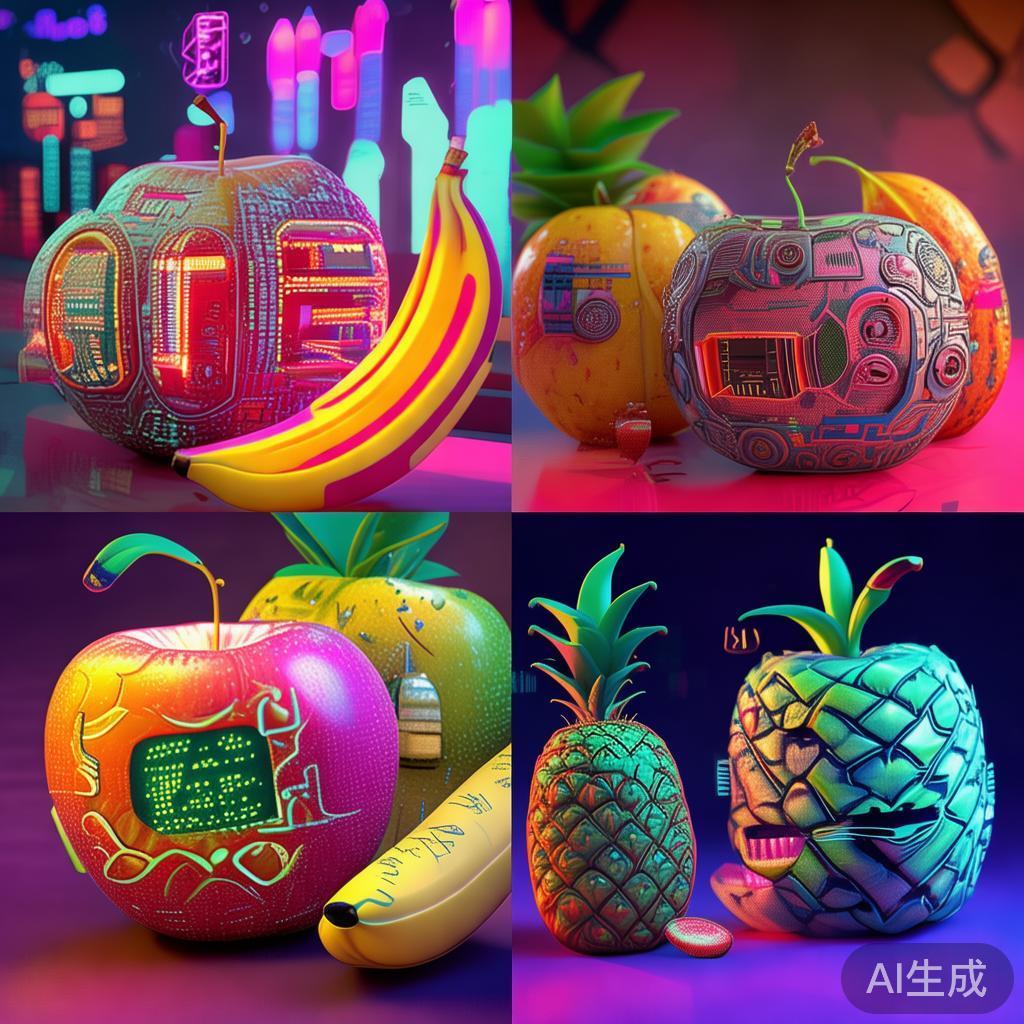 赛博卡通水果雕刻图片
