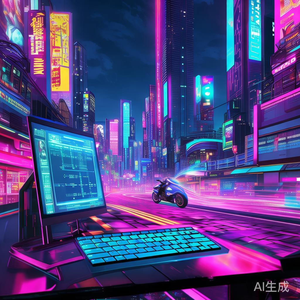卡通赛博朋克3d桌面背景高清图片