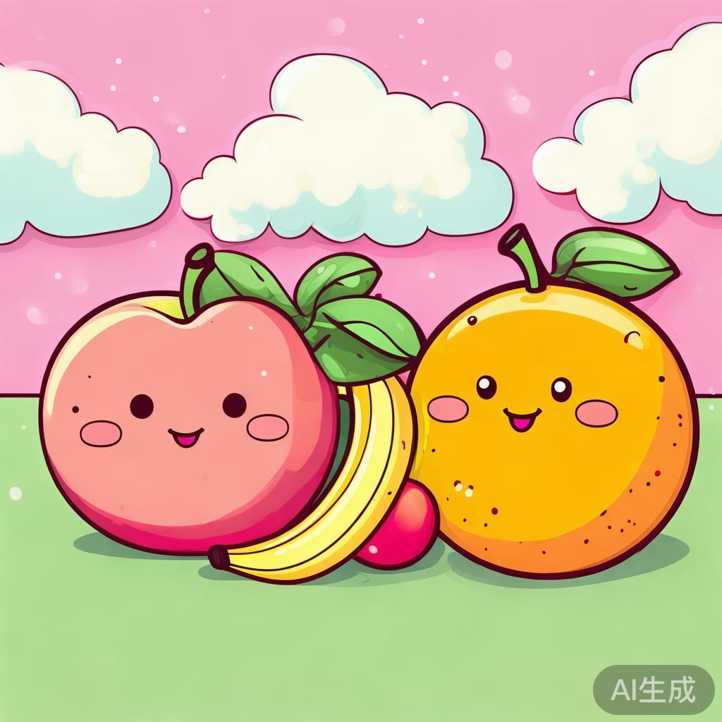 萌趣动漫简笔水果图片