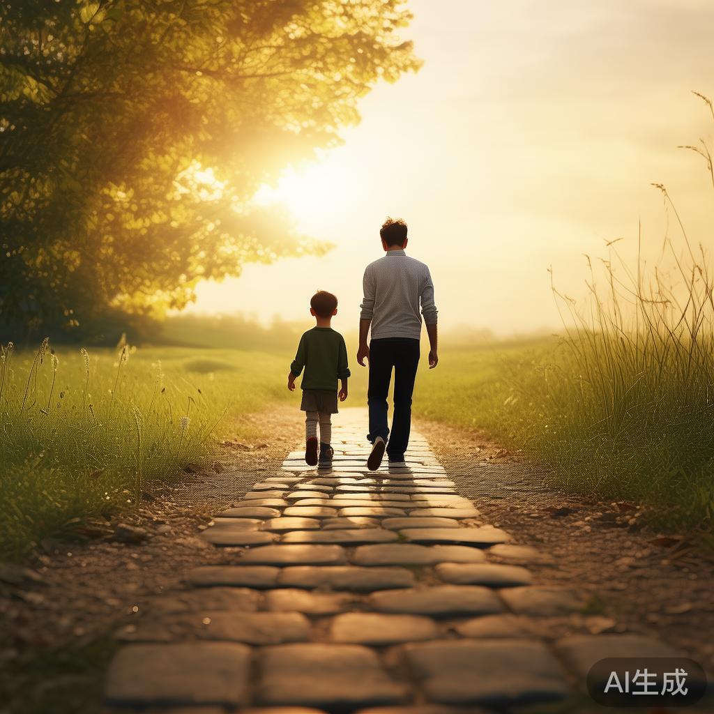 父与子漫画图片：渐远的背影