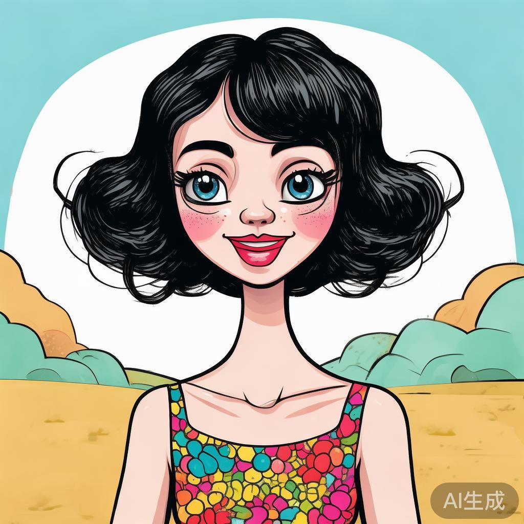 卡通素描风女人图片