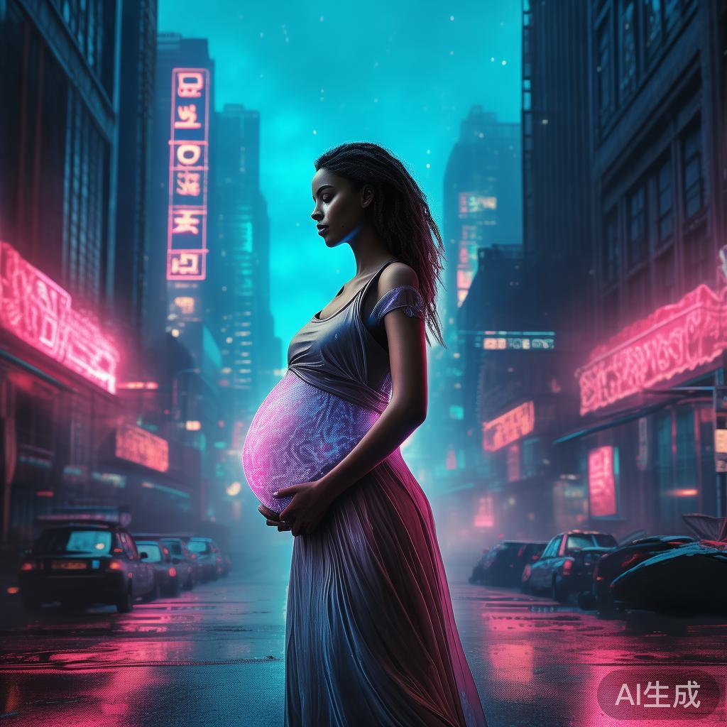 霓虹赛博孕妈新生图片