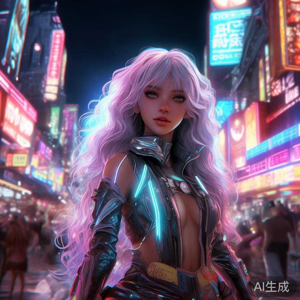 霓虹赛博日漫美少女图片
