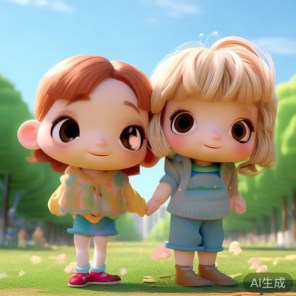 萌系卡通情侣背影图片