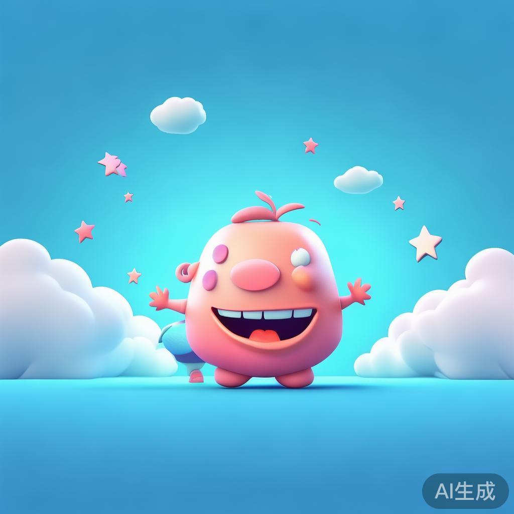 萌趣卡通蓝色背景图片高清
