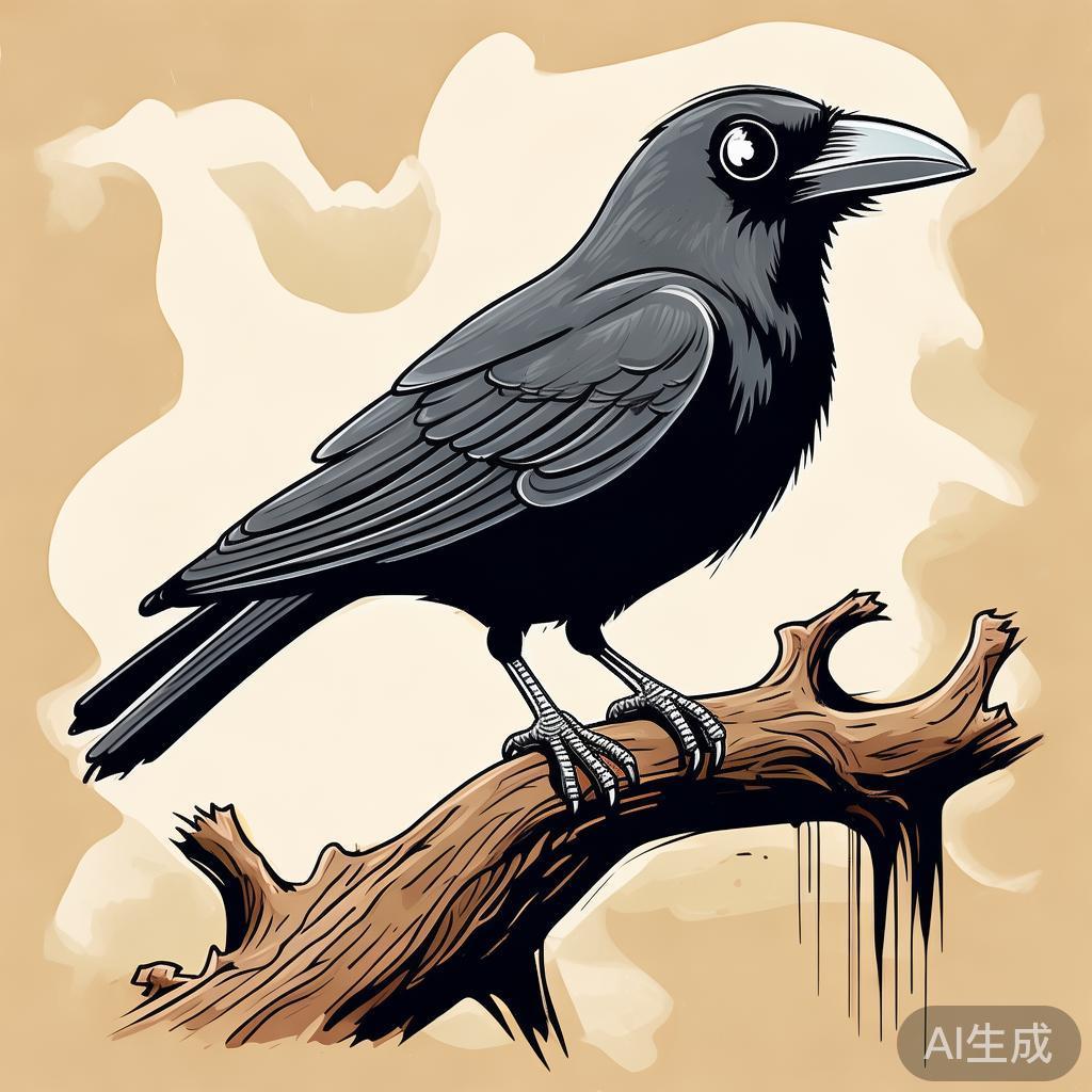 卡通素描风小乌鸦图片
