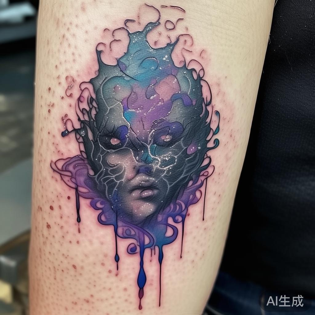 卡通图腾纹身图片，泪染旧纹