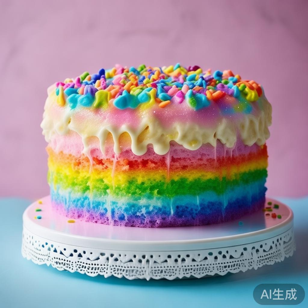 萌趣彩虹蛋糕图片
