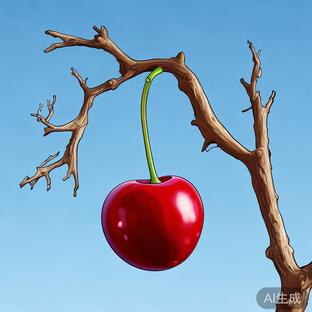 车厘子图片：卡通红果，空了的枝