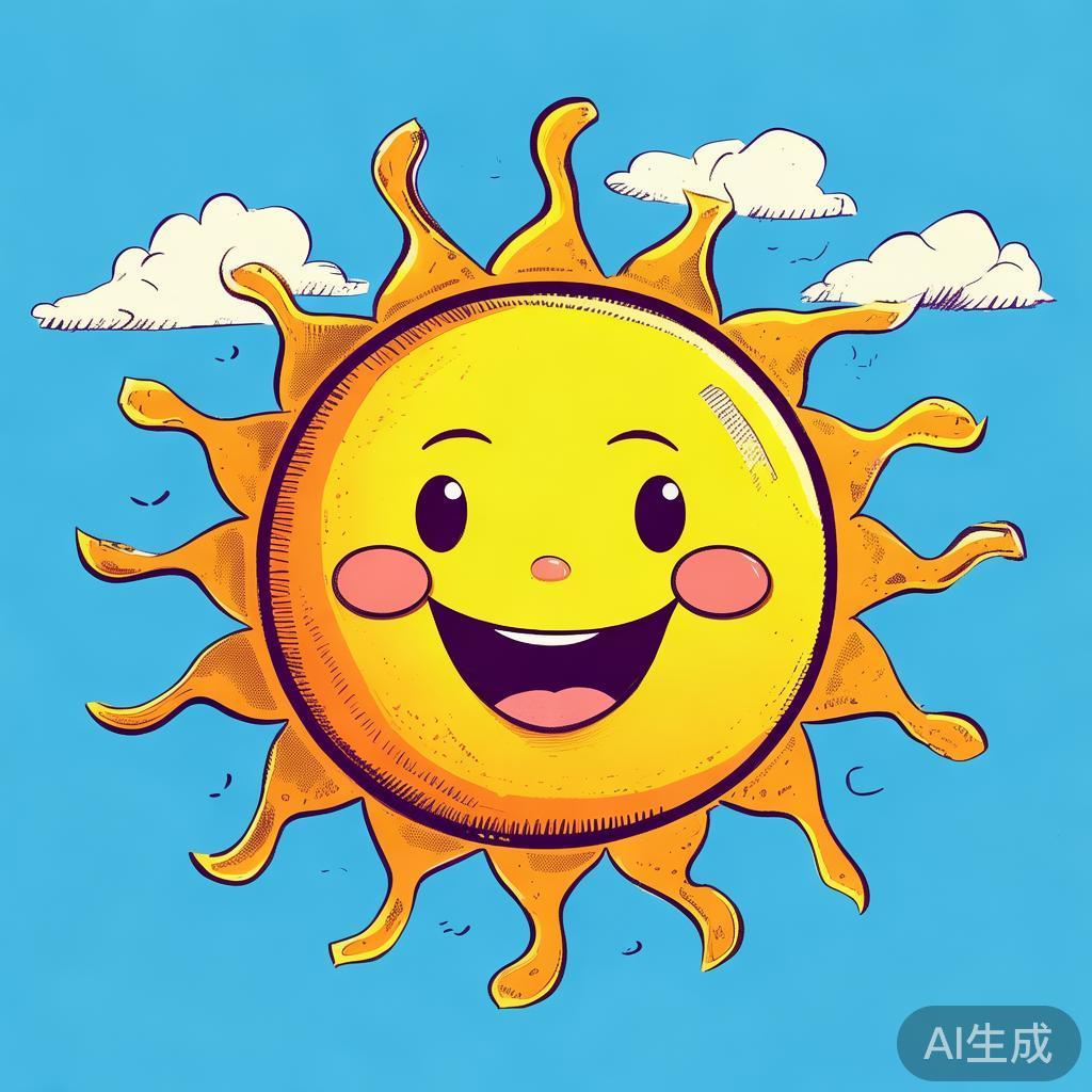 卡通素描小太阳图片