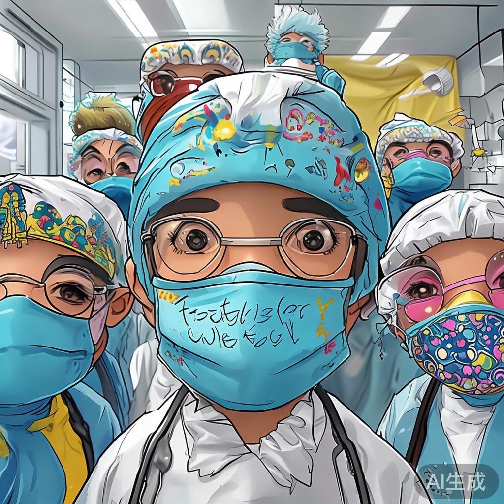 卡通素描抗疫医护人员手绘图片