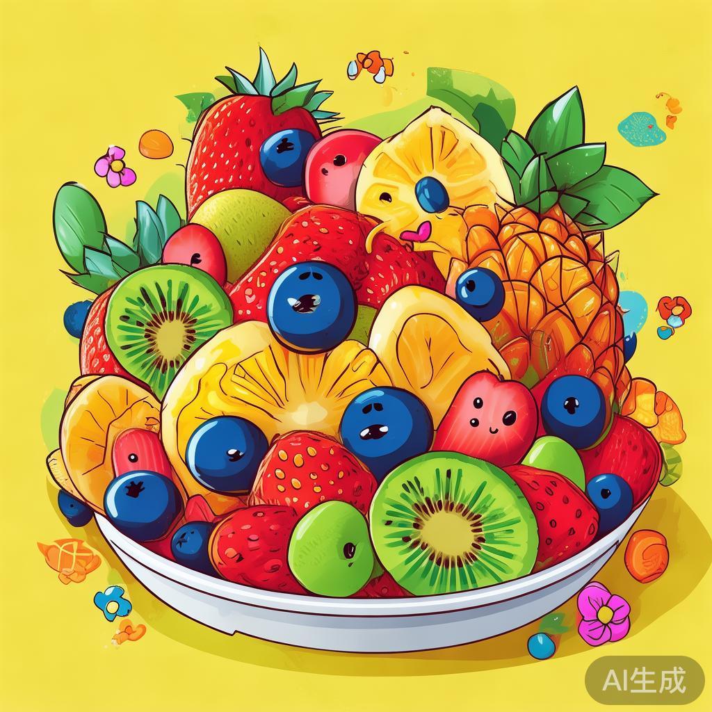 萌趣卡通水果沙拉图片