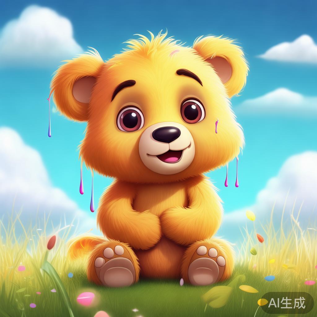 卡通小熊擦泪图片