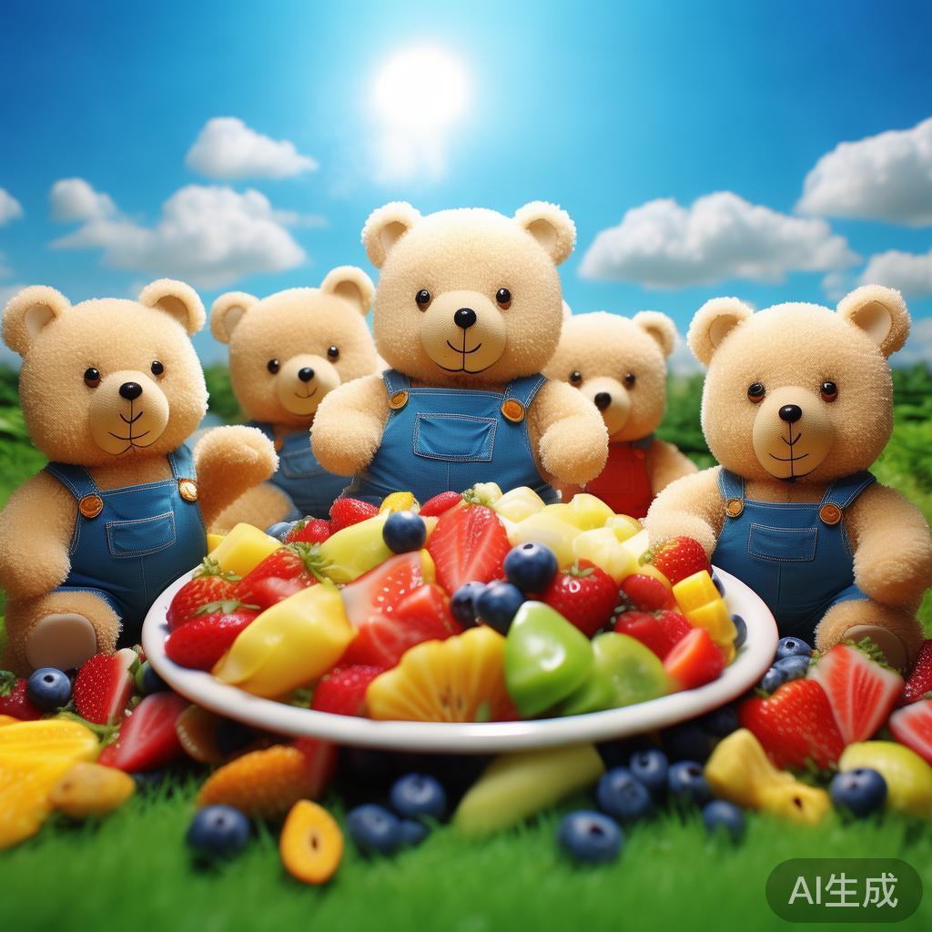 幼儿园小熊水果拼盘童话图片