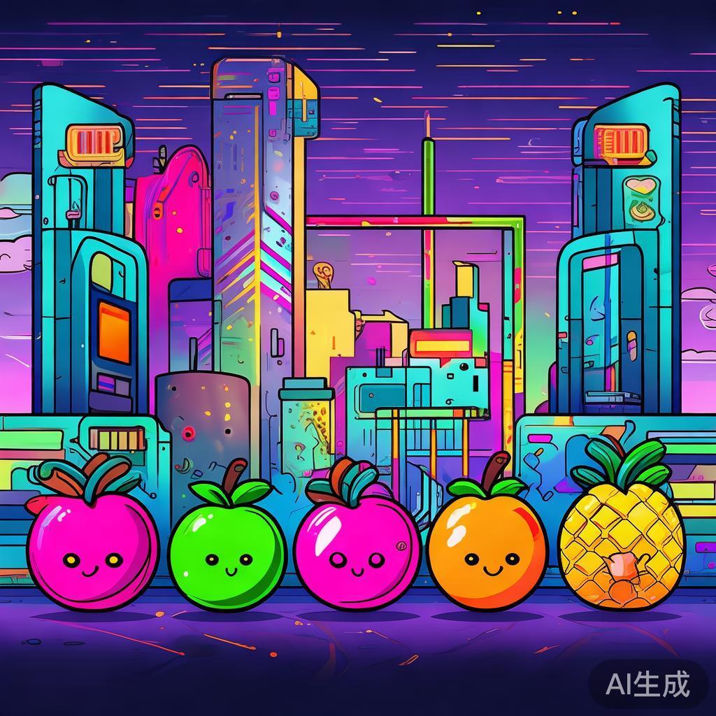 卡通赛博朋克水果简笔图片大全