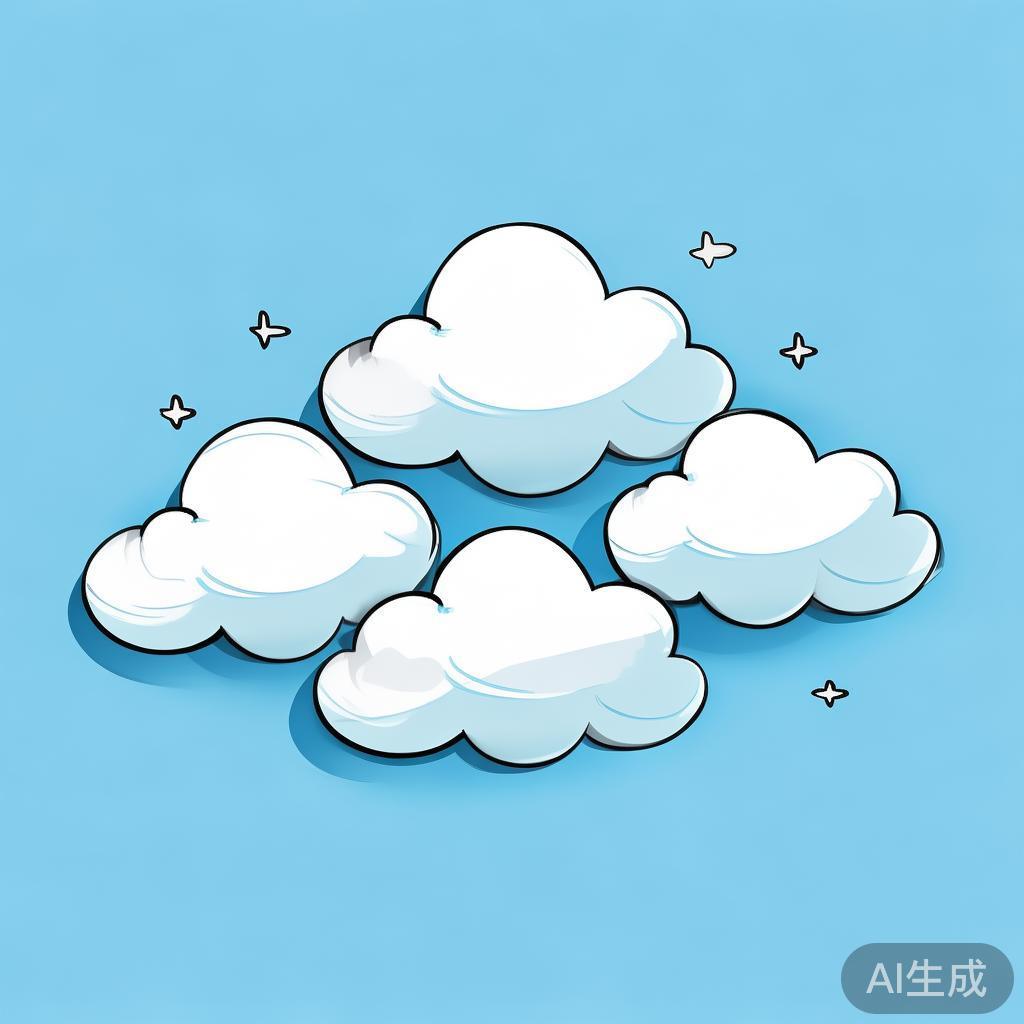 卡通素描白云简笔画图片