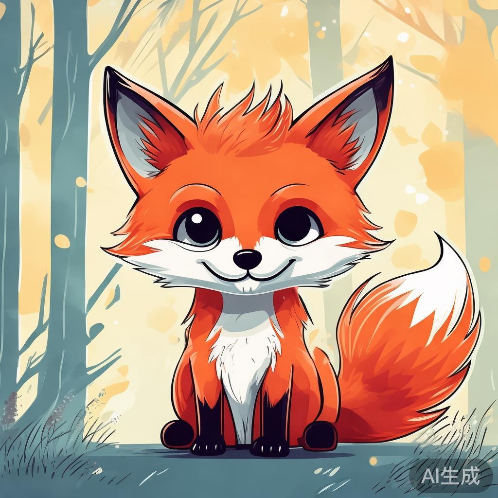卡通素描风狐狸图片