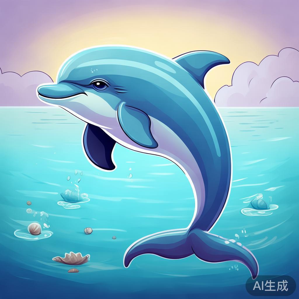 卡通海豚孤影落泪图片