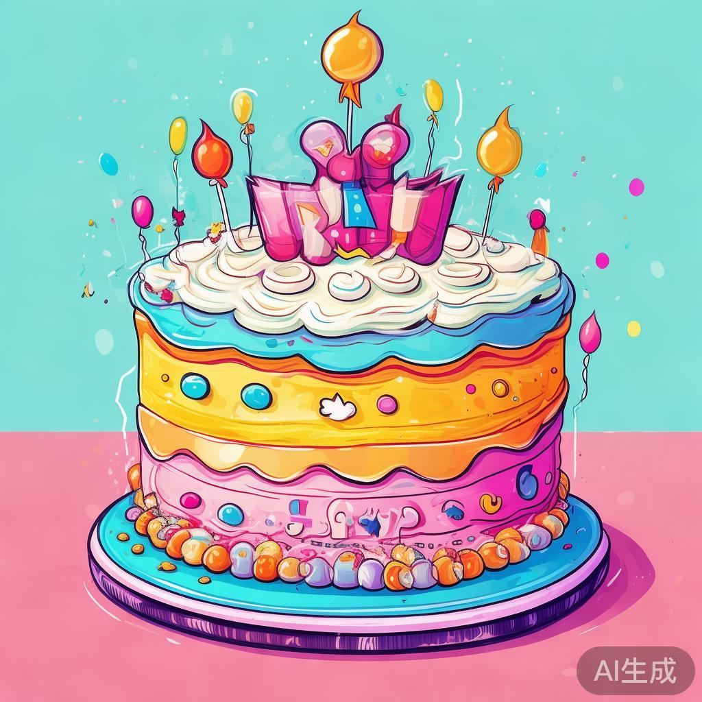 老婆生日蛋糕创意图片·卡通素描风