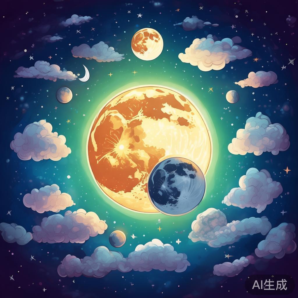 月亮变化过程唯美卡通图片