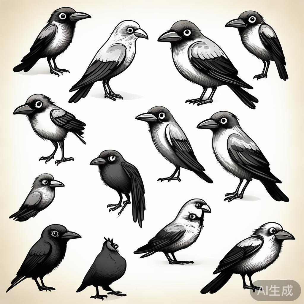 卡通素描乌鸦简笔画图片大全