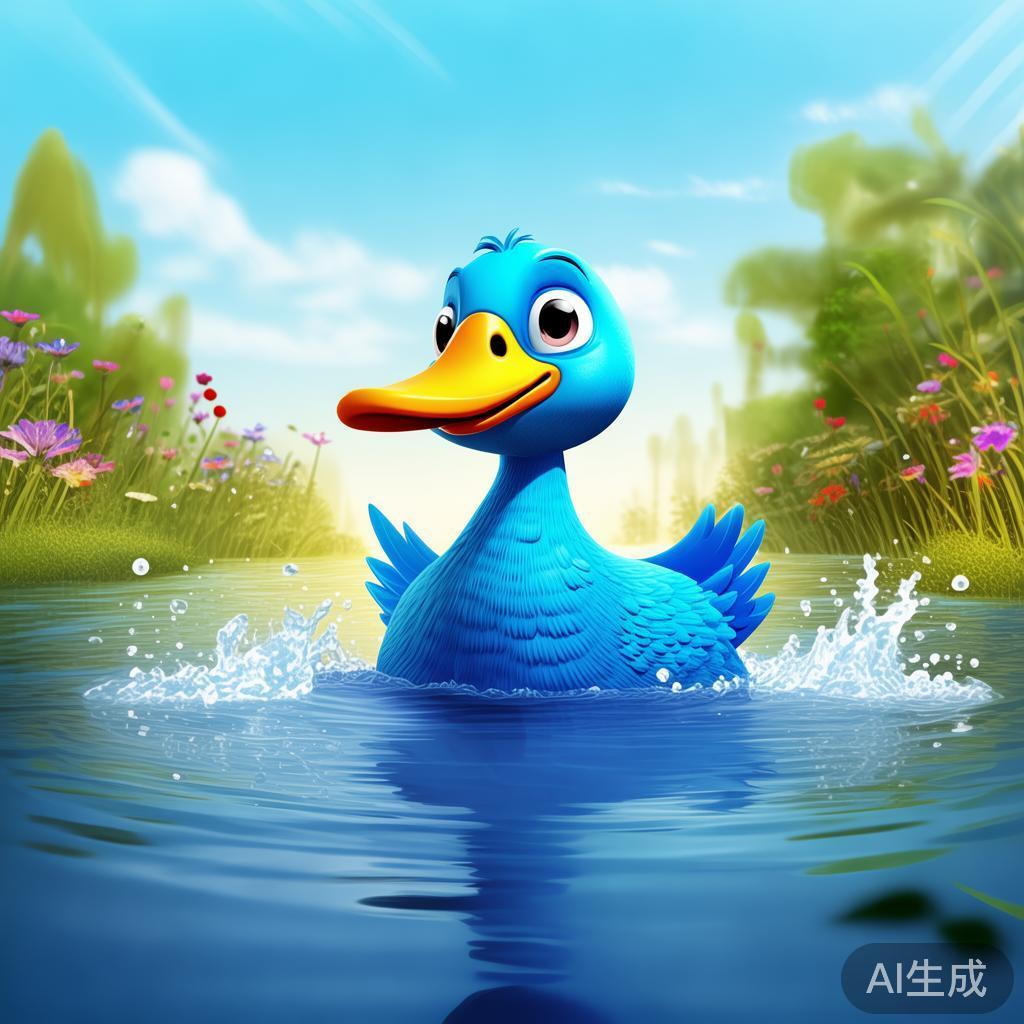 卡通水鸭戏水图片