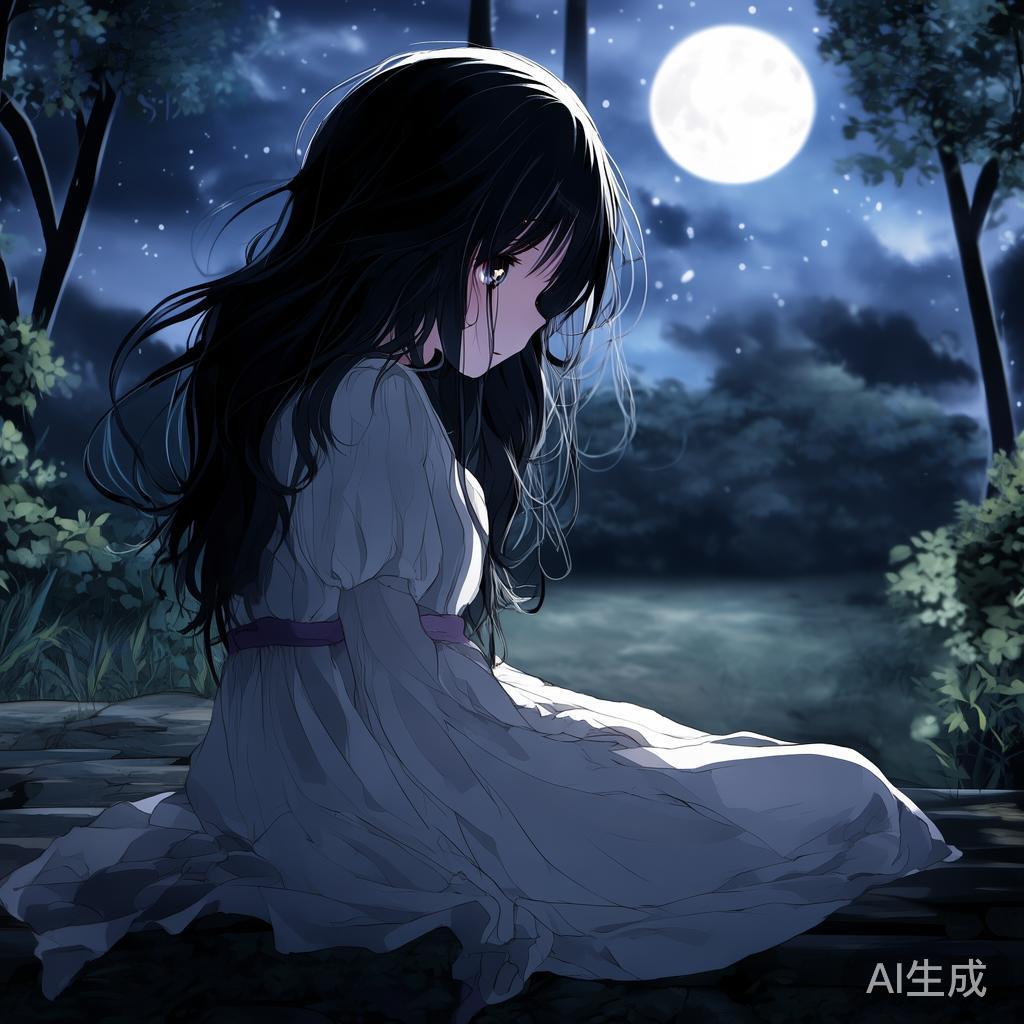 动漫女生图片：落寞孤影