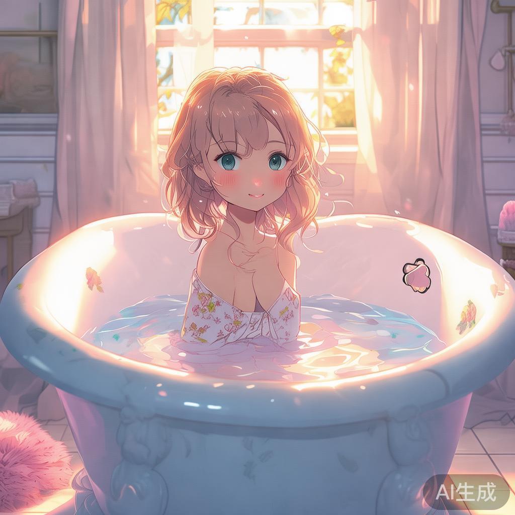 萌系唯美少女沐浴图片