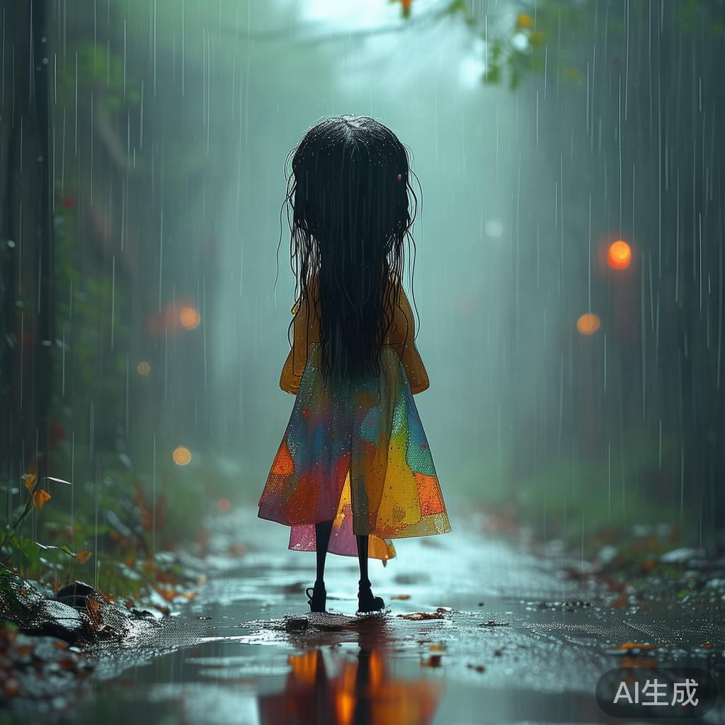 卡通女生图片大图：雨巷独影
