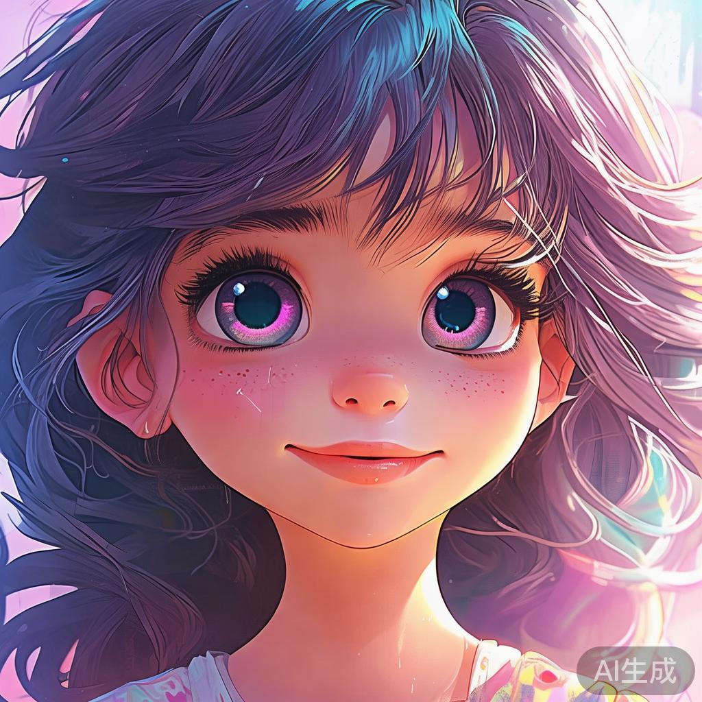 美少女动图：笑中带泪的卡通图片