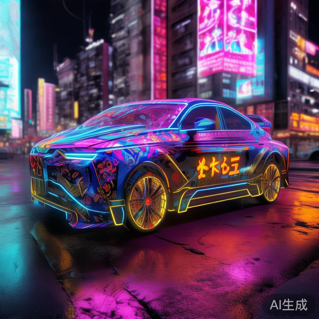 赛博霓虹国潮车标图片闪典