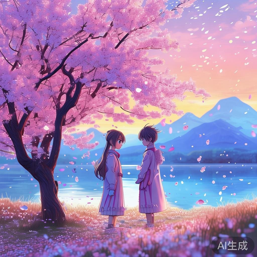 二次元浪漫爱情背景图片